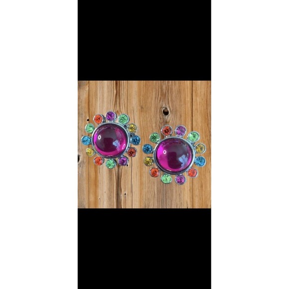 Graziano Clip Earrings Rainbow Pride Vintage - Picture 2 of 5